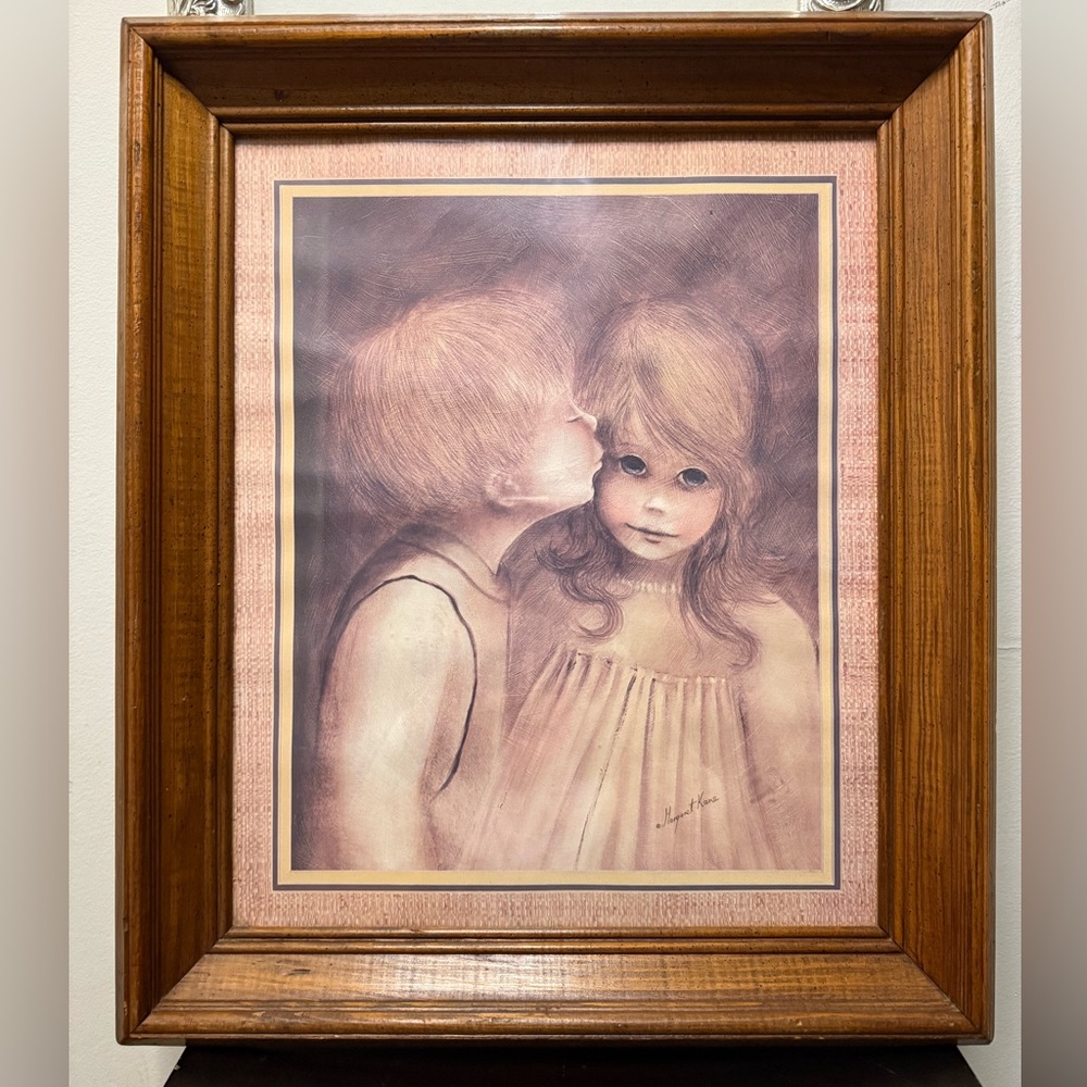 🤩VINTAGE MARGARET KANE "FIRST KISS" FRAMED PICTURE/PRINT/VINTAGE! 20" x 17" - Picture 2 of 13